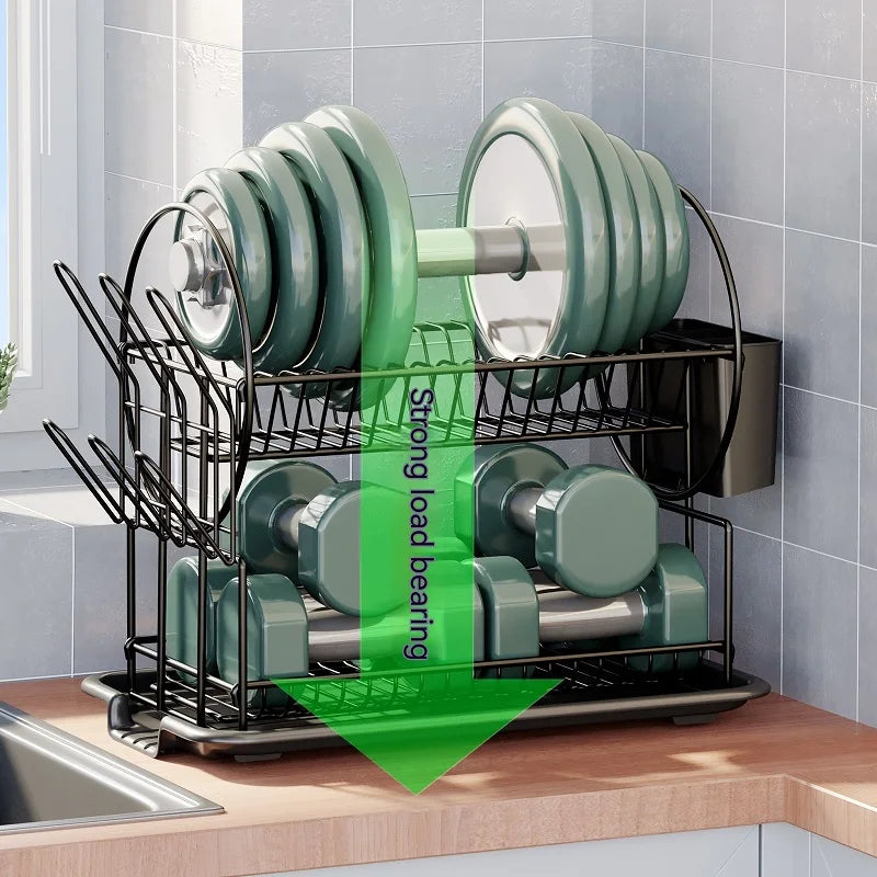 Kitchen Drain Rack Countertop Dish and Spoon Storage Organize  Multifunctional Cupboard Shelf Cup Holder Tableware Organization