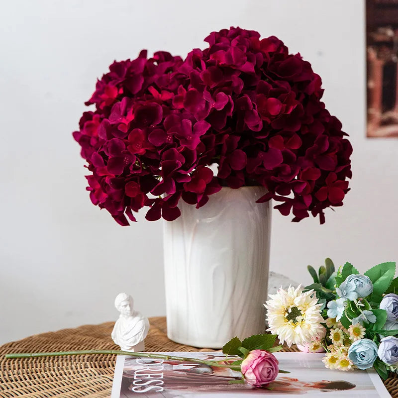 6PCS Artificial Hydrangea Flowers with Stem Fake Hydrangea Flower DIY Floral Wedding Centerpieces Home Party Table Decoration