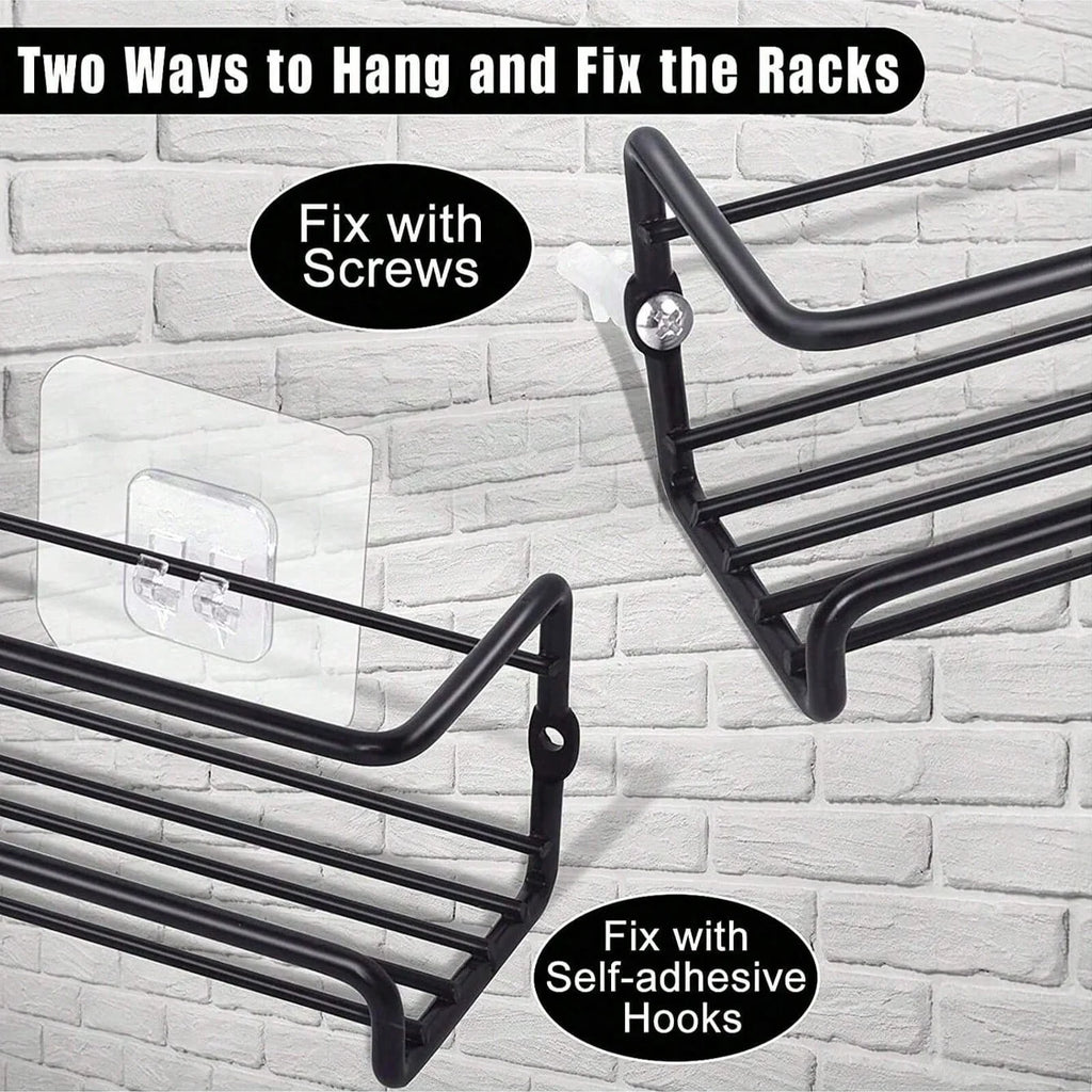 Non Perforated Metal Storage Drainage Rack Wall Mounted Spice Kitchen Storage Organizer Rack