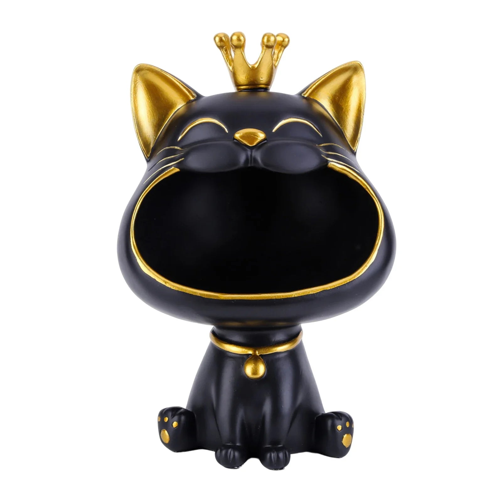 2024 NEW Fortune Crown Big Mouth Cat Entrance Key Storage Tray Decorative Ornament, Light Luxury Housewarming Gift Sculpture