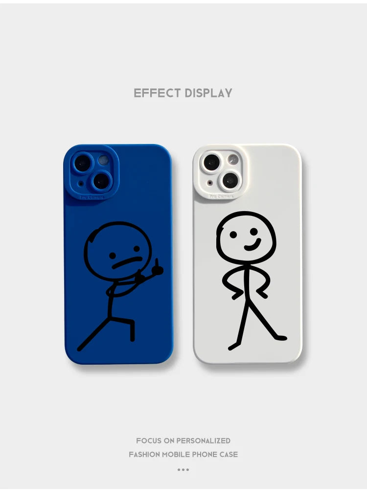 Cute Cartoon Matchman Matte Silicone Phone Case For iPhone 16 11 12 13 14 15 17 Pro Max XR XS X 7 8 Plus SE2 16E Soft Back Cover