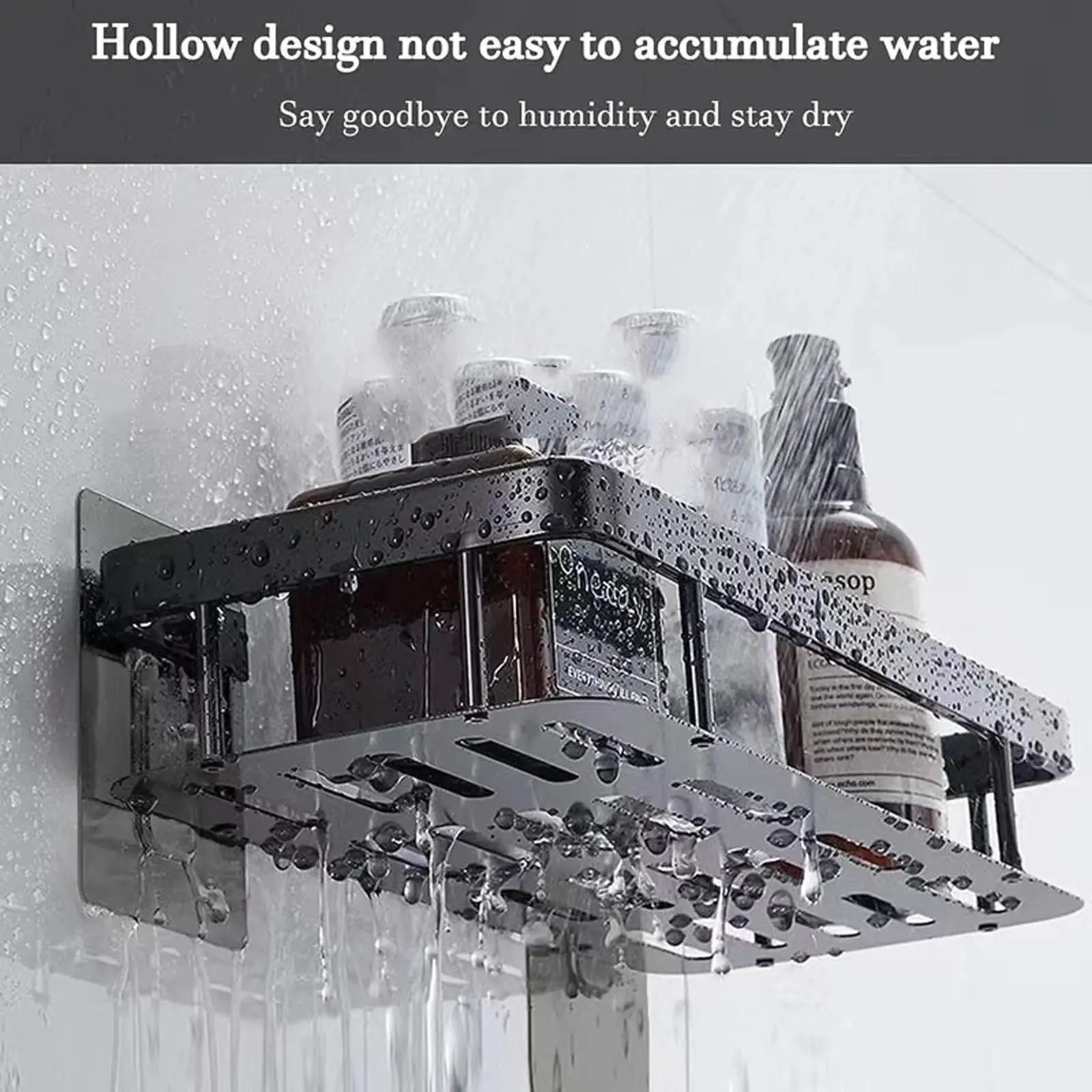 Punch Free Wall Mounted Bathroom Shelf No Drill Shower Shelf Kitchen Storage Organizer Shampoo Rack Makeup Storage Organizer