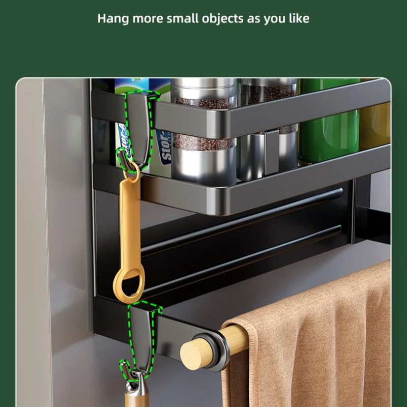 2-3Layer Magnetic Refrigerator Organizer Kitchen Storage Shelf Adhesive Towel Holder Side Mount Rack Home Kitchen Organization