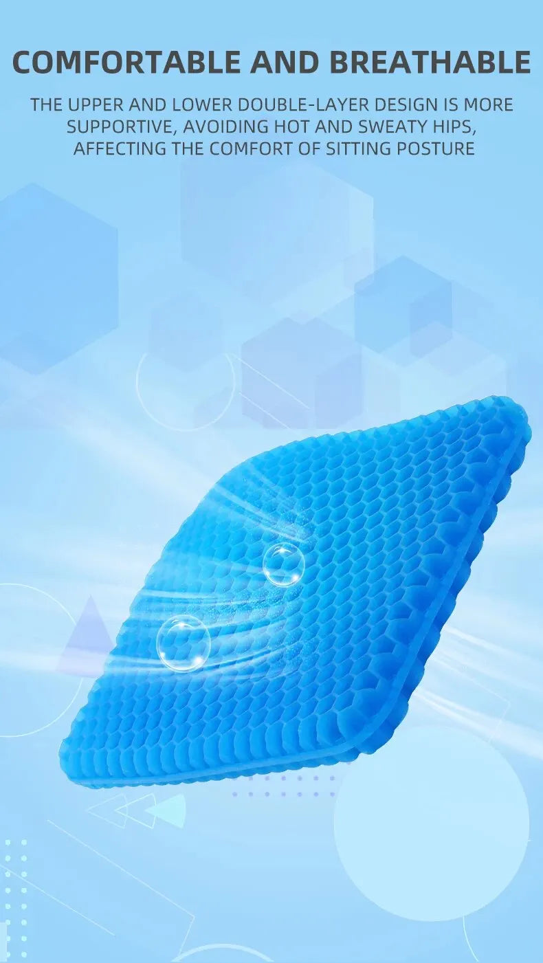 Gel Seat Cushion Summer Breathable Honeycomb Design For Pressure Relief Back Tailbone Pain - Home Office Wheelchair Chair Cars