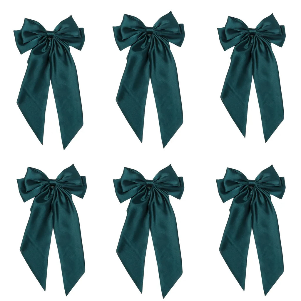 6 spring clip streamers bow hair clips for women