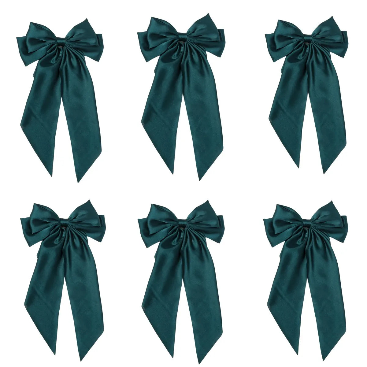 6 spring clip streamers bow hair clips for women