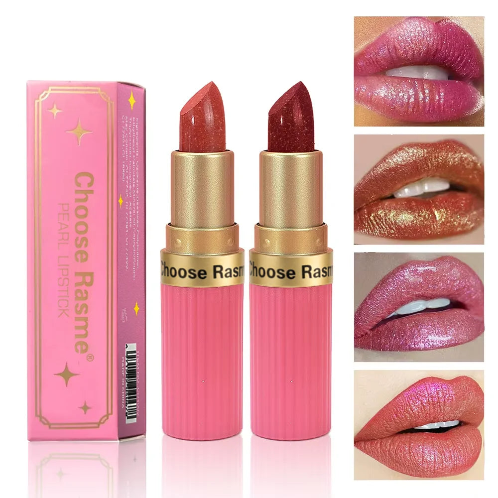 3 PCS Pearlescent Pink Glitter Velvet Lipstick Metallic Waterproof Long Lasting Matte Shimmer Diamond Lipstick Christmas gift