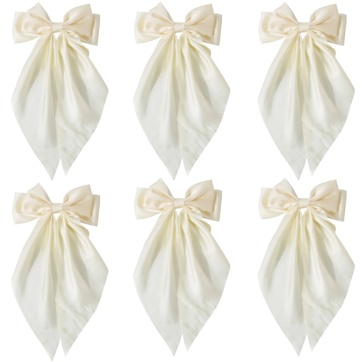 6 spring clip streamers bow hair clips for women