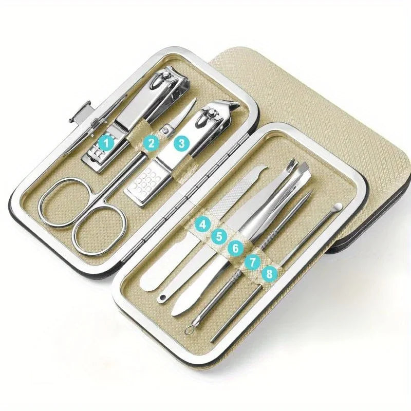 8/19PCS Manicure Set Pedicure Nail Cuticle Scissors Tool Nail Clipper Set Stainless Trimmer Ear Spoon Nail Clipper Manicure Tool