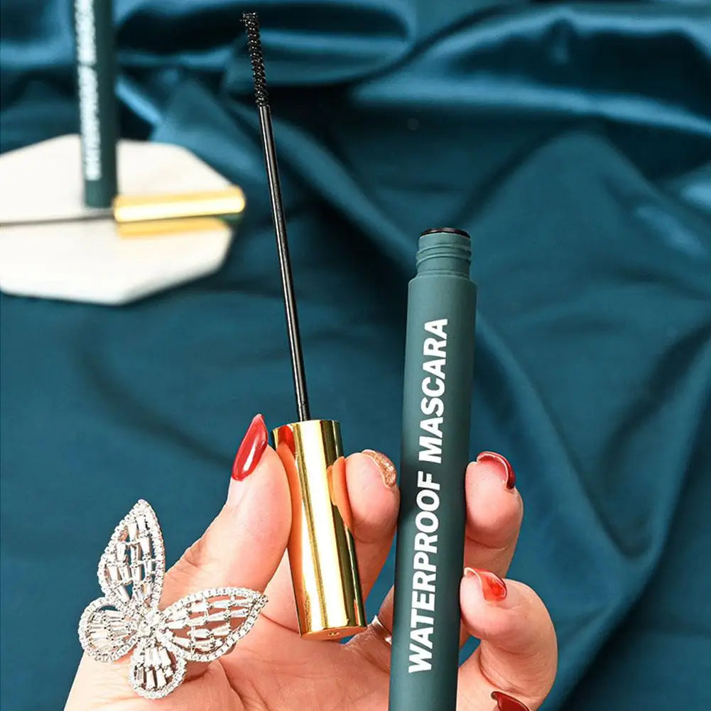Black Waterproof Mascara - Lengthening Curling Sweatproof Smudge-Proof Eye Makeup Cosmetics Long-Lasting Volumizing for Women