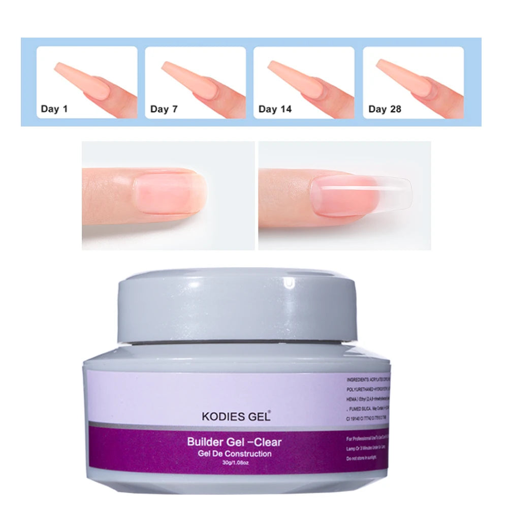 KODIES GEL 30g Builder Extension Nail Gel for Clear White Pink Construction UV Hard Gellak Camouflage Acrylic Manicure Sculptin