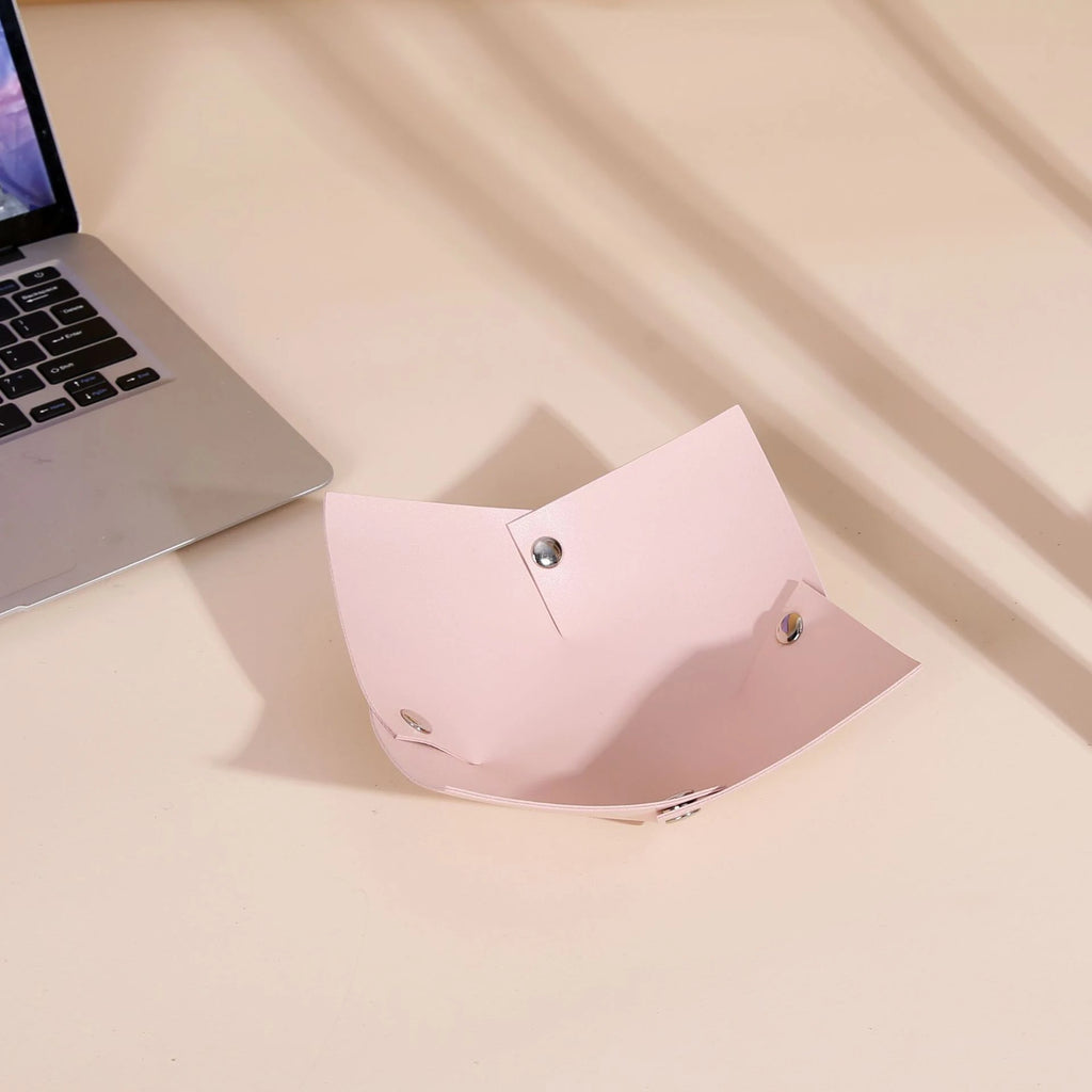 Leather Desktop Storage Box for Living Room Coffee Table Entrance Hall Home Folding Cosmetic Organizer Miscellaneous Items