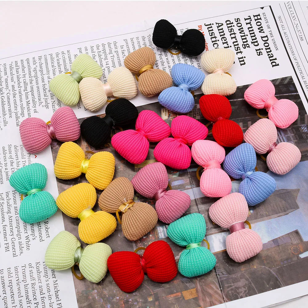10PCS Small Dogs Bows Hair for Pets Solid Bowknot Boutique Dog Hair Bows Yorkshire Grooming Bows Puppies Accessories