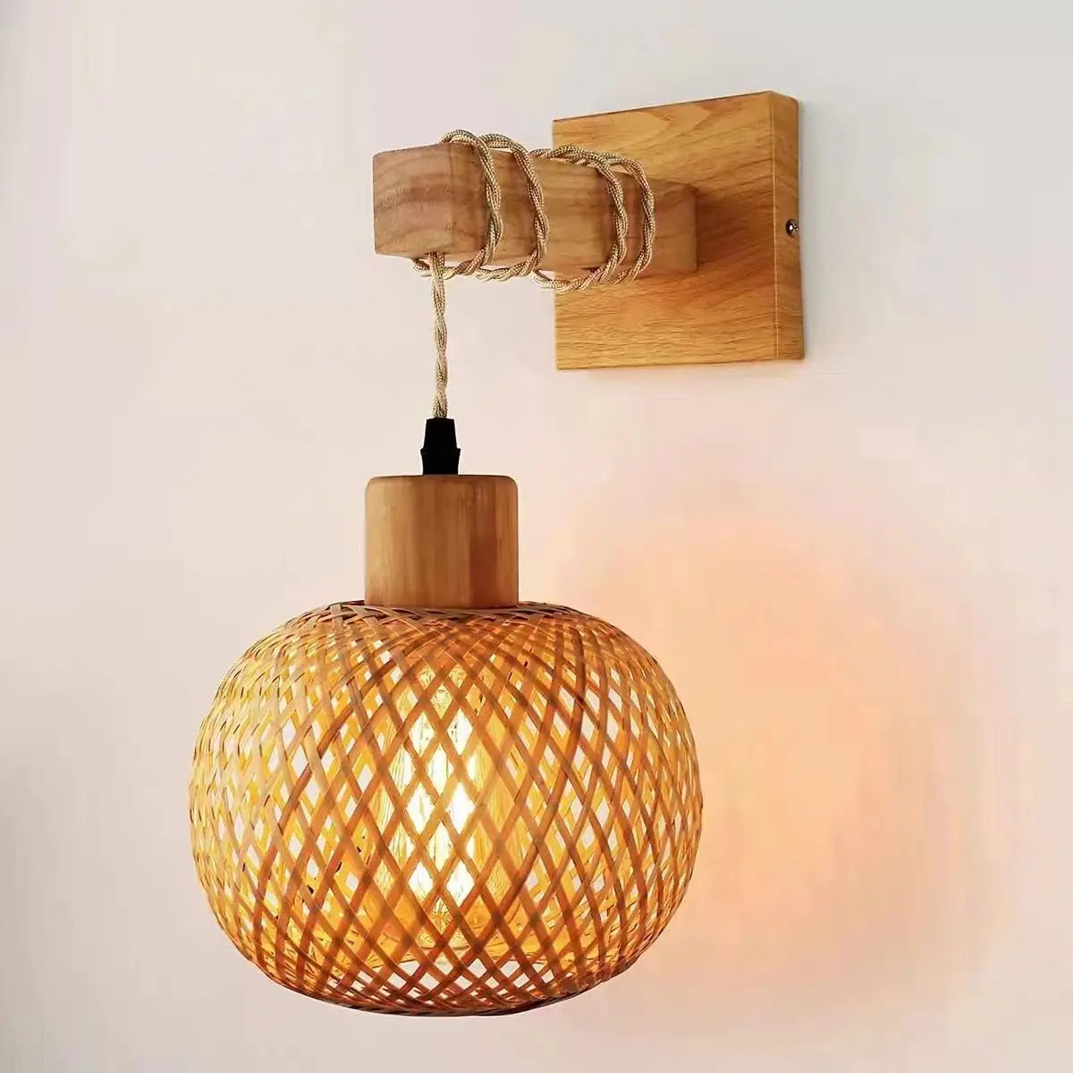 Bamboo Hanging Lamp Pendant Ceiling Light Rattan Wicker Lustre Hand Knit Braiding Suspended Home Dining люстра потол
