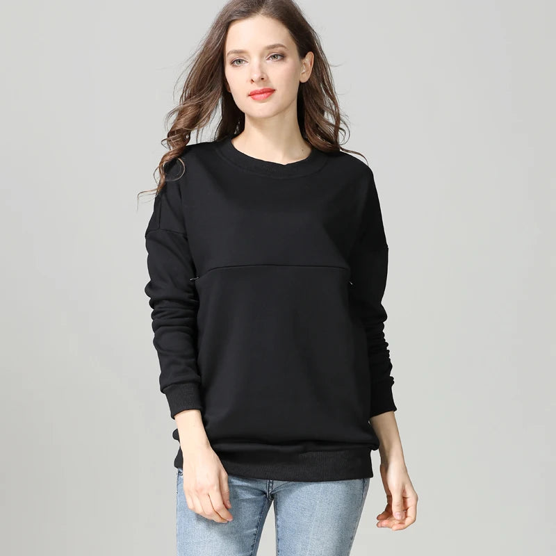 Big Size Autumn Winter Maternity Clothes Hoodies Cotton Long Sleeve Nursing Top Breastfeeding Clothes Sweater for Pregnant Women