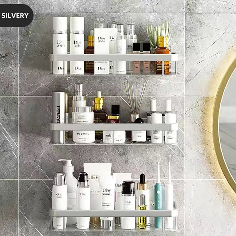 Kitchen wall mounted corner rectangular rack towel rack wall shower shampoo rack drilling-free rack tripod