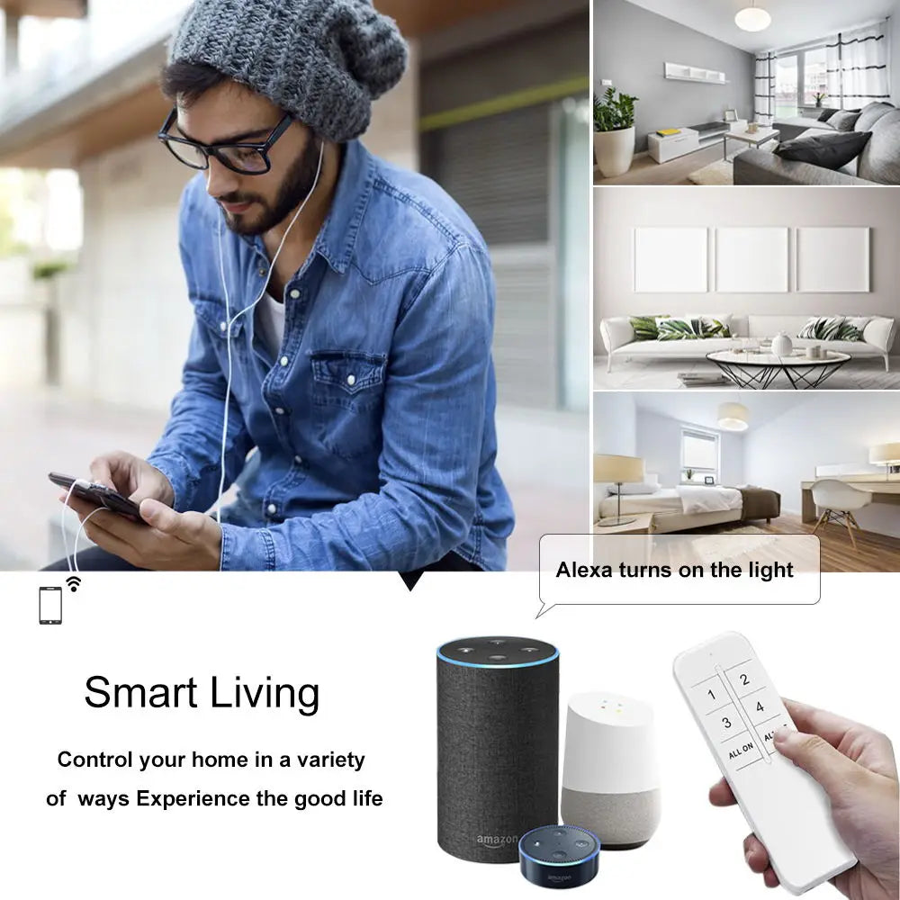 QIACHIP WiFi Smart Switch 10A DC 7-48V USB 5V 2 CH 2.4G RC with eWelink app Suitable for Curtain Motors Garage Doors LED Lights