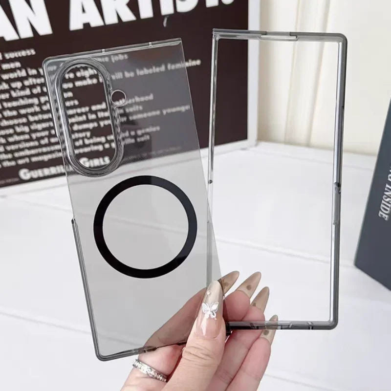 Transparent Ultra Thin Magnetic Phone Case for Samsung Galaxy Z Fold 7 6 5 4 3 Magsafe Wireless Charging Protection Cover Funda
