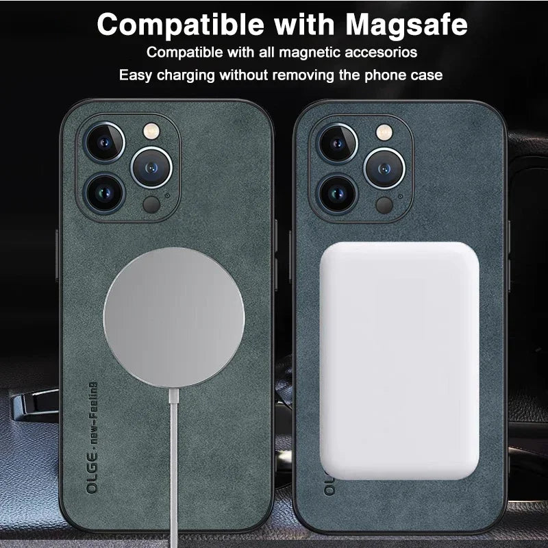 Magnetic Leather Case For iPhone 15 16 Pro Max 14 13 12 11 Pro Max XS XR X 8 7 Plus SE 2022 Wireless Charging Phone Cover Etui