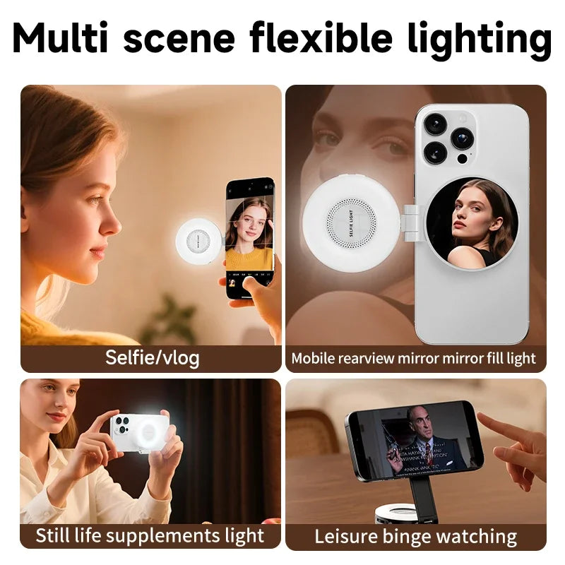 LED Selfie Fill Light for Magsafe Phone Adjustable Brightness Magsafe-Compatible Smartphone Vlog Photography Video Accessory