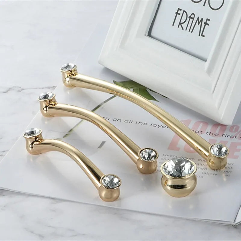 KK&FING Luxury Crystal Handles Drawer Knobs Zinc Alloy Kitchen Cabinet Handles Wardrobe Door Pulls Furniture Handle Hardware