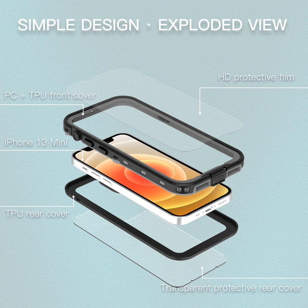 Shellbox hot sale  PC+TPU Lens protection rugged durable full seal IP68 waterproof phone case for iPhone 11 Pro Max XR 12 13