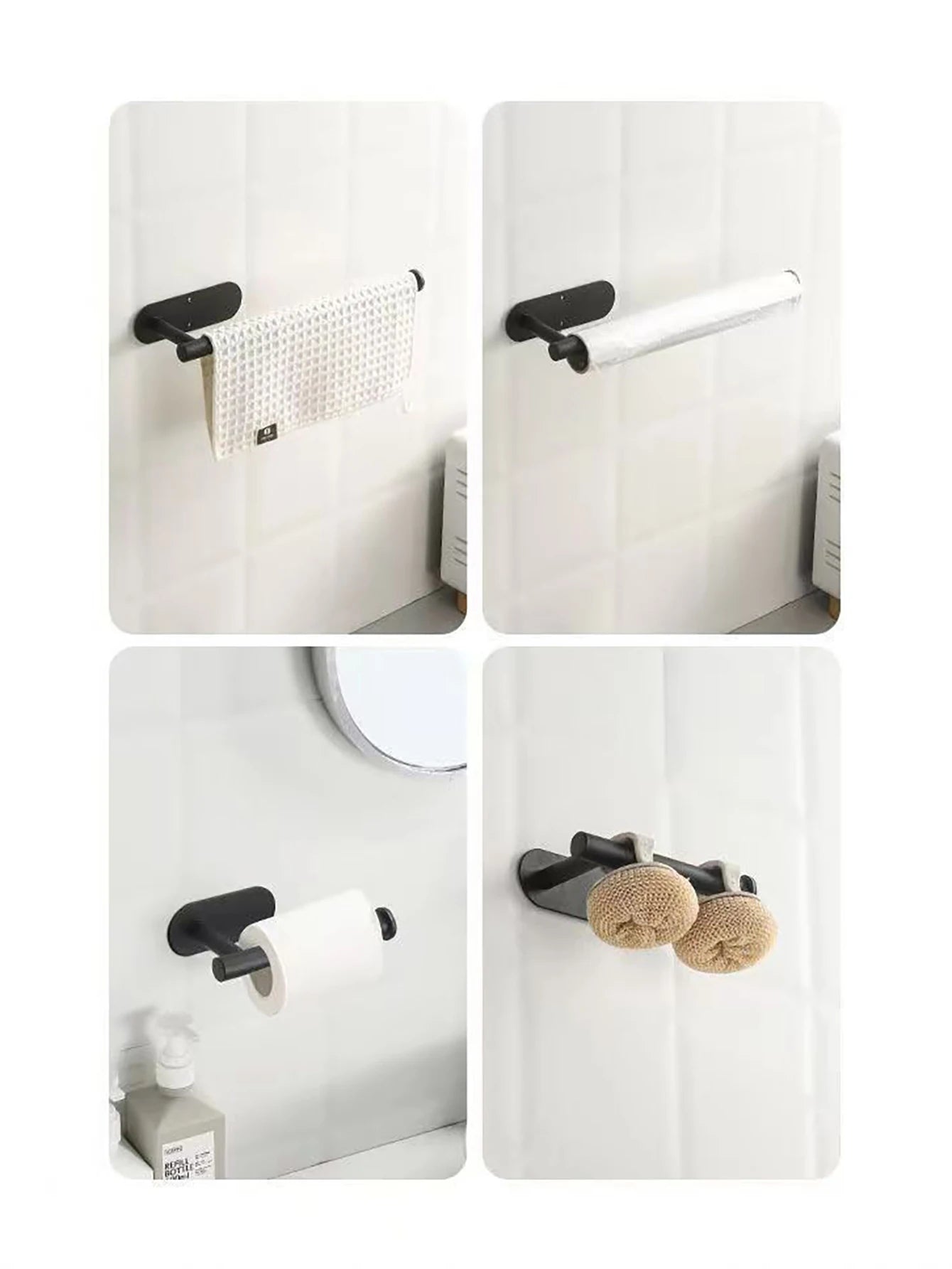 Kitchen Paper Towel Holder Adhesive Tissue Hanger Toilet Roll Paper Dispenser Cabinet Storage Napkin Rack Bathroom Accessories