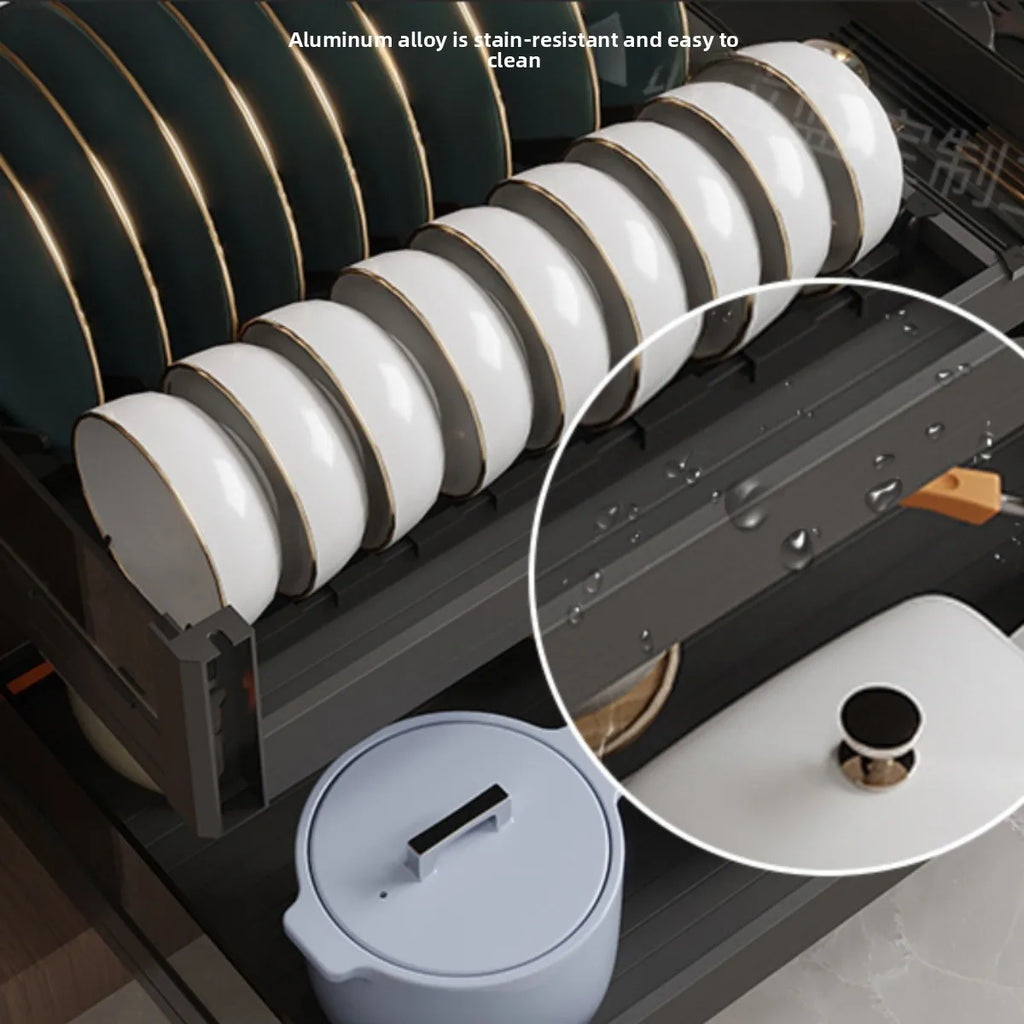 Kitchen Basket Cabinet Basket Thickened Aluminum Alloy Double Drawer Storage Dish Rack Cabinet Kitchen Cabinet Storage Basket