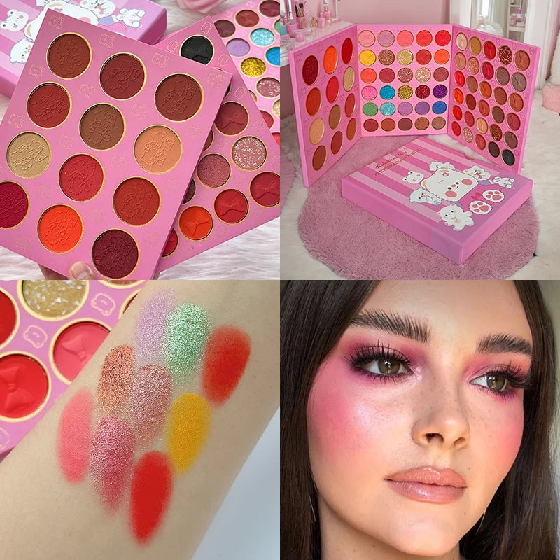 72-Color Pink Eyeshadow Palette Color Board Shimmer Matte Nude Natural All In One, Carnival Mardi Gras Christmas Masquerade