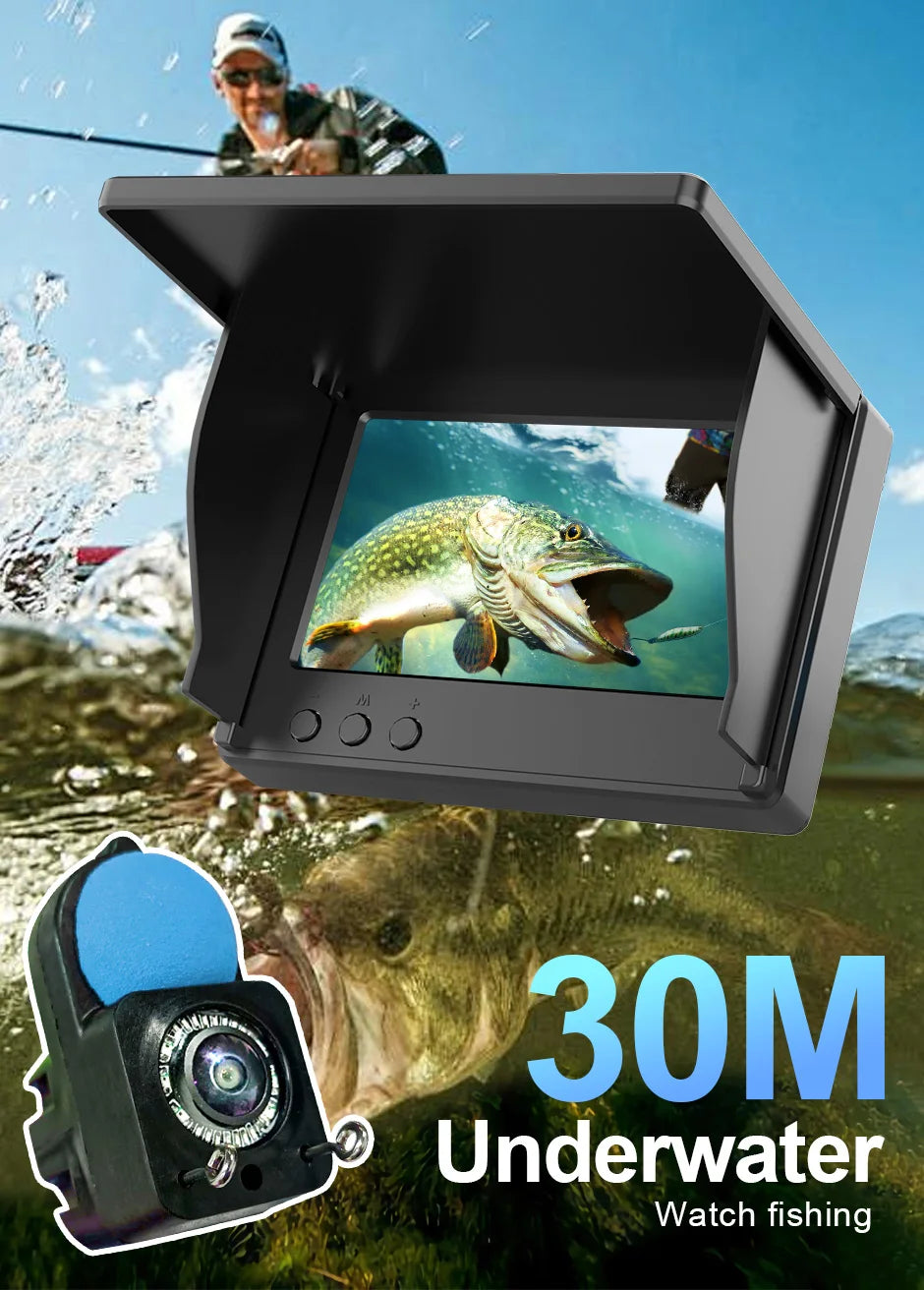 Portable Fish Depth Finder Water Handheld 1080P 4.3 Inch LCD Fish Finder Underwater 120° Fishing Camera With Night Vision