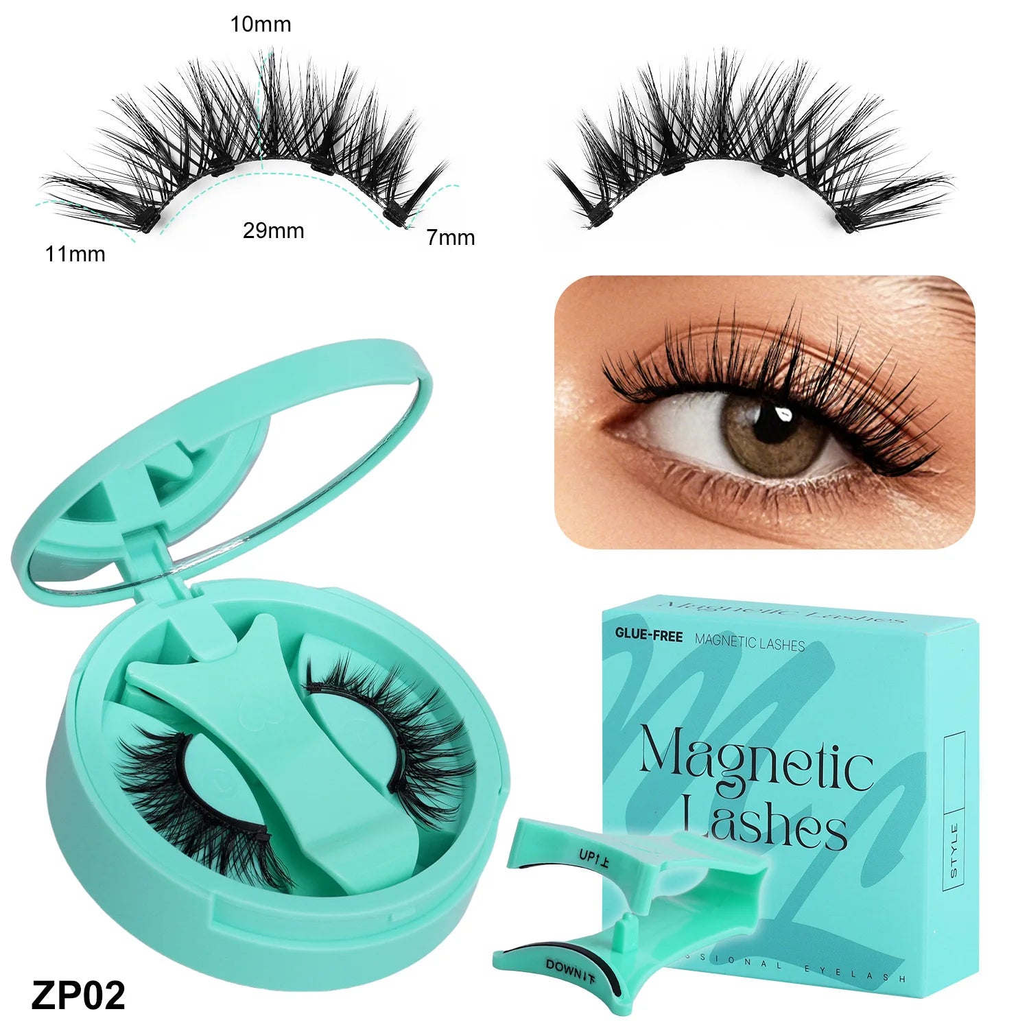 Magnetic Fake Eyelashes Set Reusable 3D Glue-free Waterproof Natural False Eyelashes With Travel-friendly Applicator