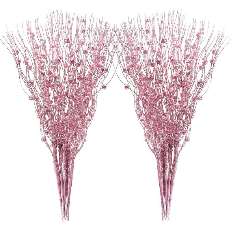 5Pcs Glitter Artificial Berry Bouquet Christmas Tree Ornament for Home Decor New Year 2026 Navidad DIY Wreath Gifts Accessories