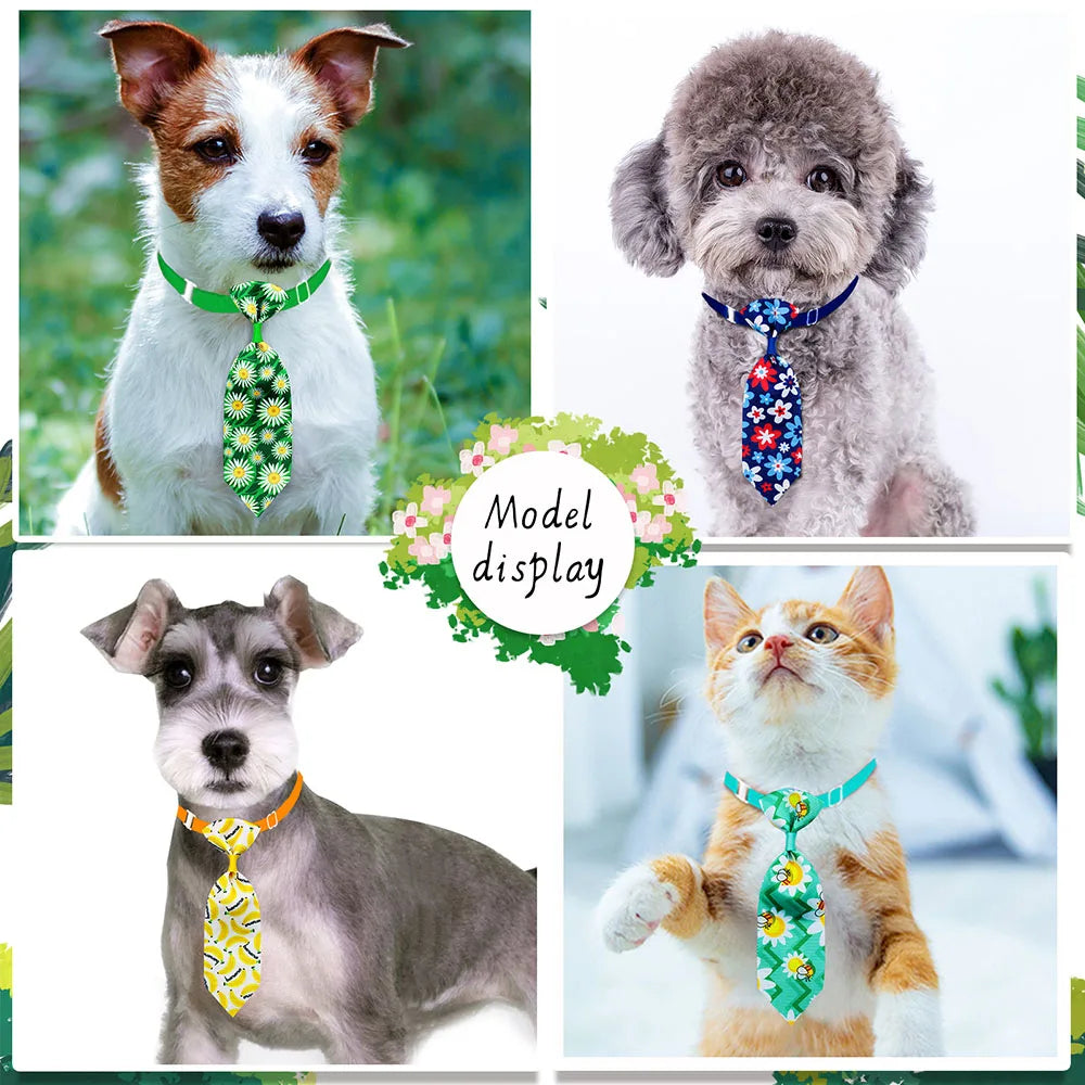 10PCS Spring/Summer Adjustable Pet Dog Bowties Small Dog Bow Ties Collars Pet Grooming Accessories For Dogs and Cats