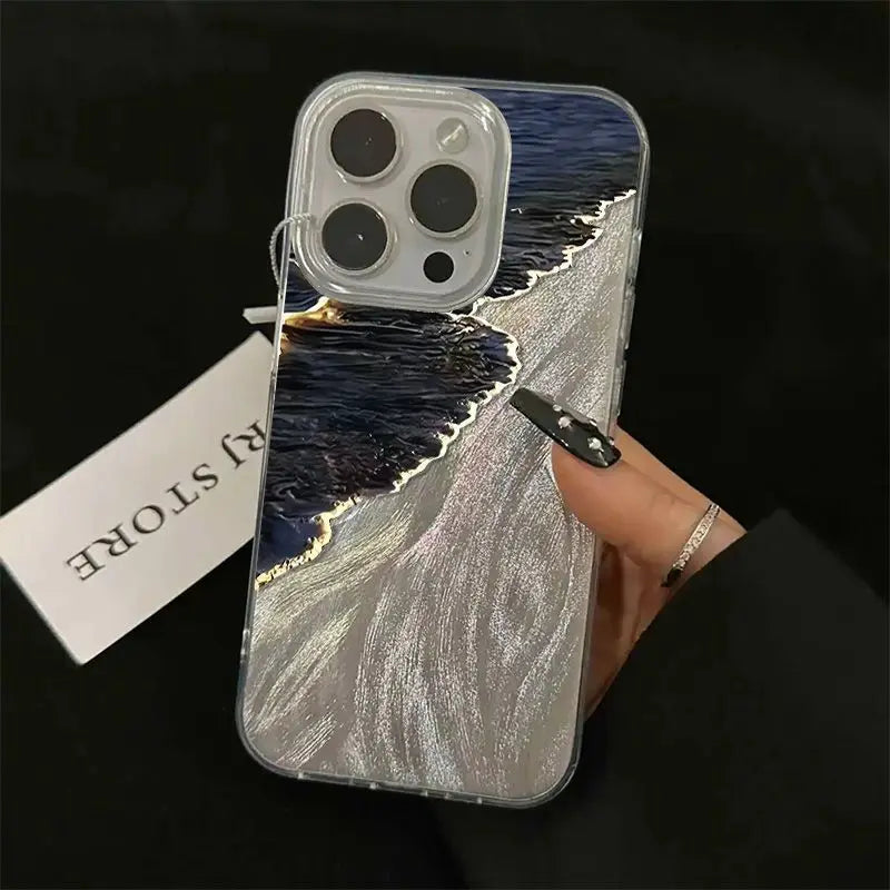 Super Cool Fashion Golden Coast Phone Case For iPhone 17 16 15 14 13 12 11 Pro Max XR XS MAX 7 8 PLUS INS Shockproof Laser Cover