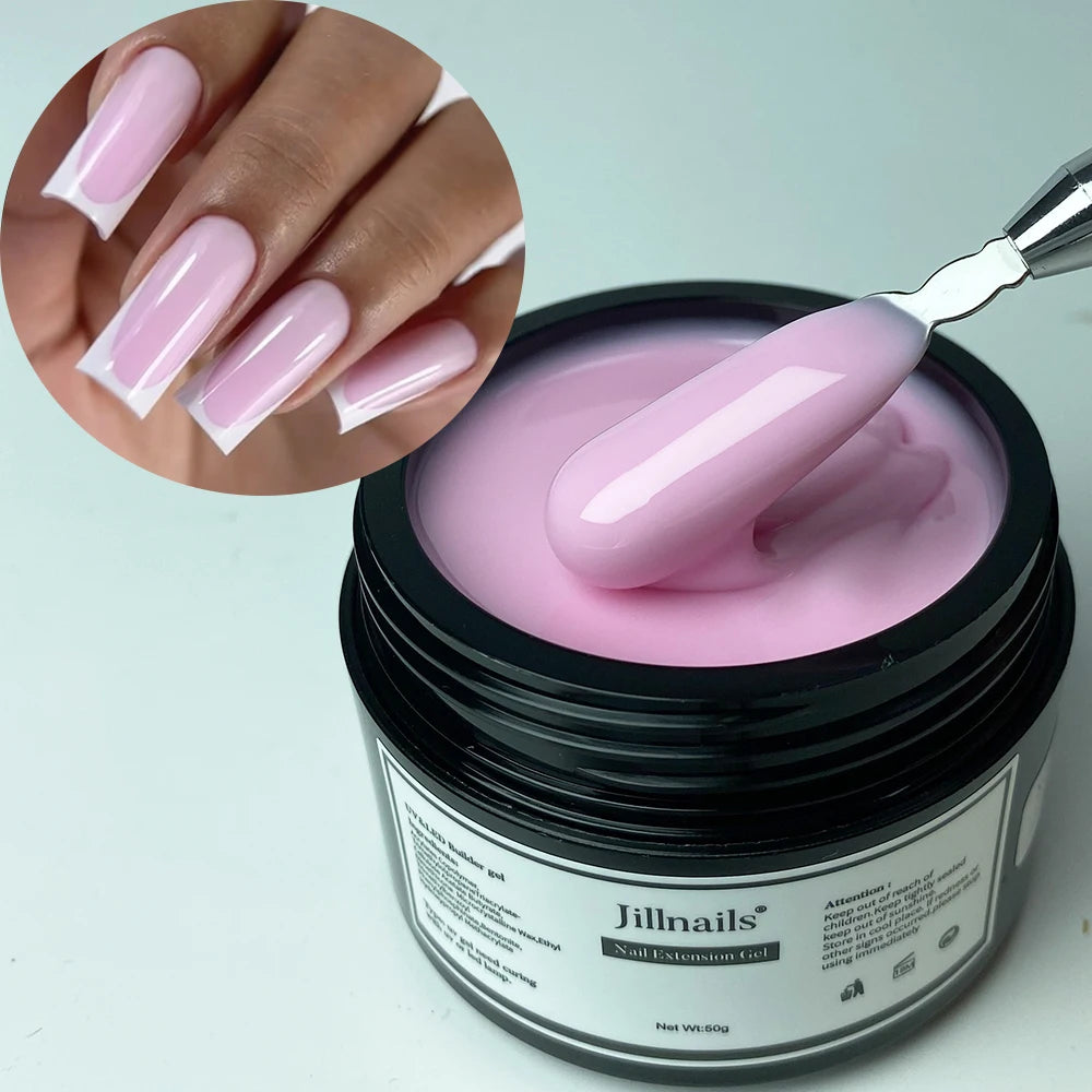 Jillnails Dusty Pink Nude Gel Nail Builder 50G Burgundy Shimmer Builder UV Gel for Nails Extension