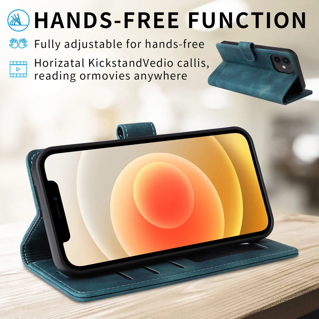 Business Leather Flip Phone Case For iPhone Air 17 16 Pro 15 14 Plus 13 Pro Max 11 12 XR X XS Max Luxury Wallet Bracket Cover