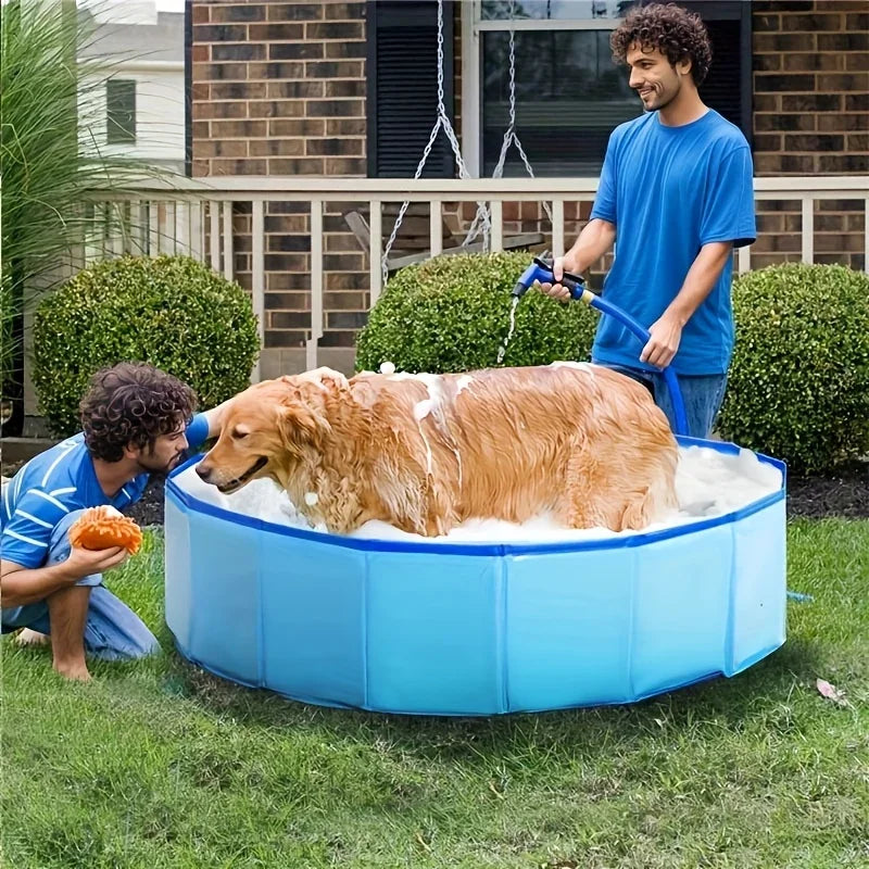 Portable Pet Pool with Foldable Dog Swimming Basin, Cat and Dog Bath Basin, Sturdy Edges, Suitable for All Dog Breeds