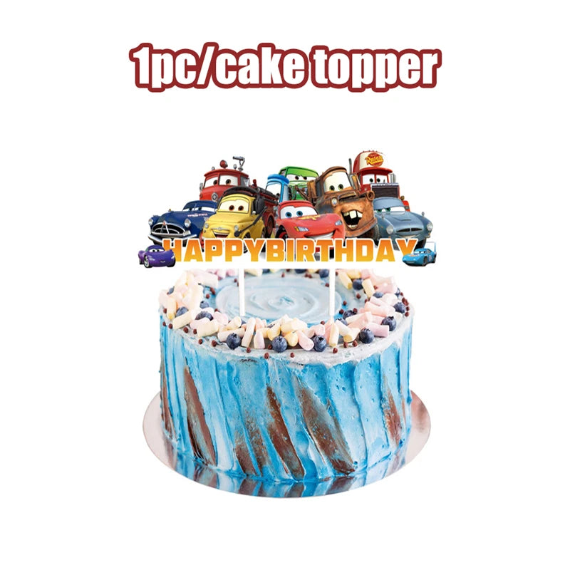Disney Cars Birthday Decoration Cartoon Lightning Mcqueen Party Paper Plates Napkins Cups Balloon Event Supplies Baby Shower Kid