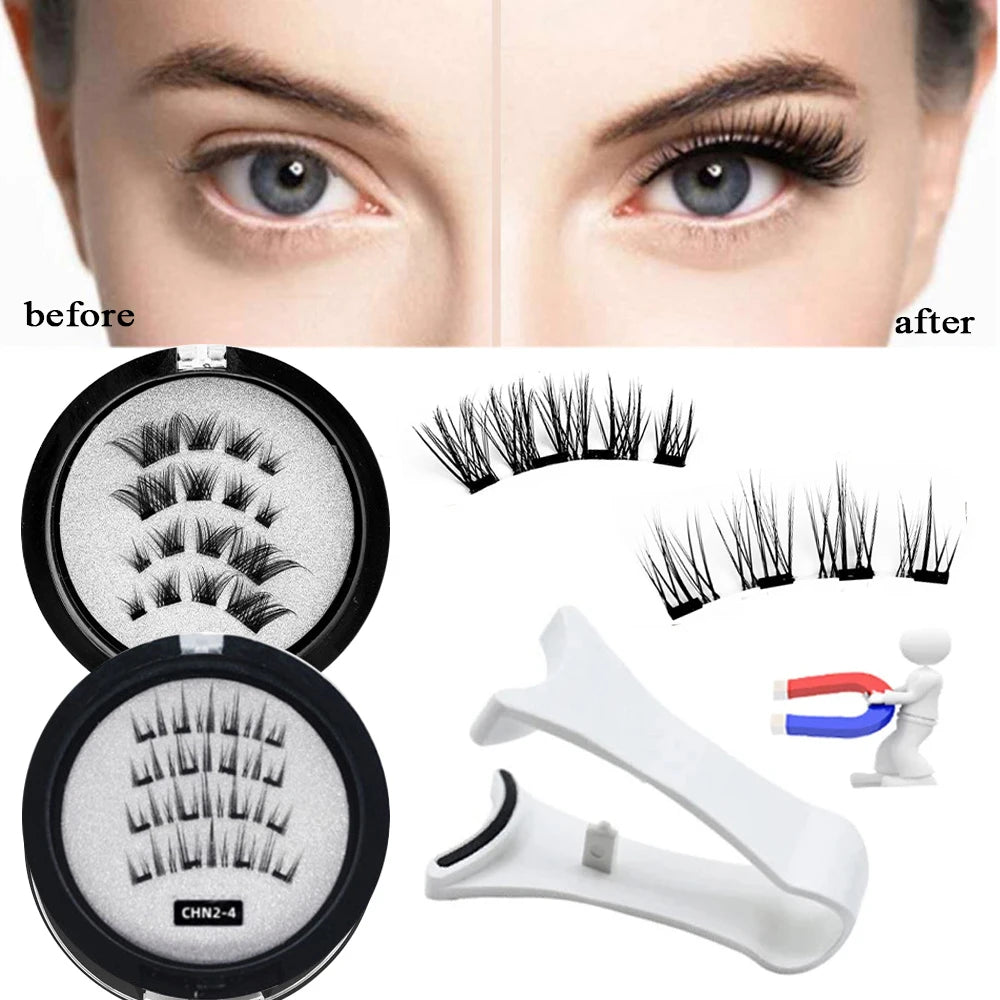 Glue-free Magnetic Eyelashes 3D Natural Effect Magnetic Eyelashes Reusable Eye Makeup False Lashes Beauty Eyelashes Supplies