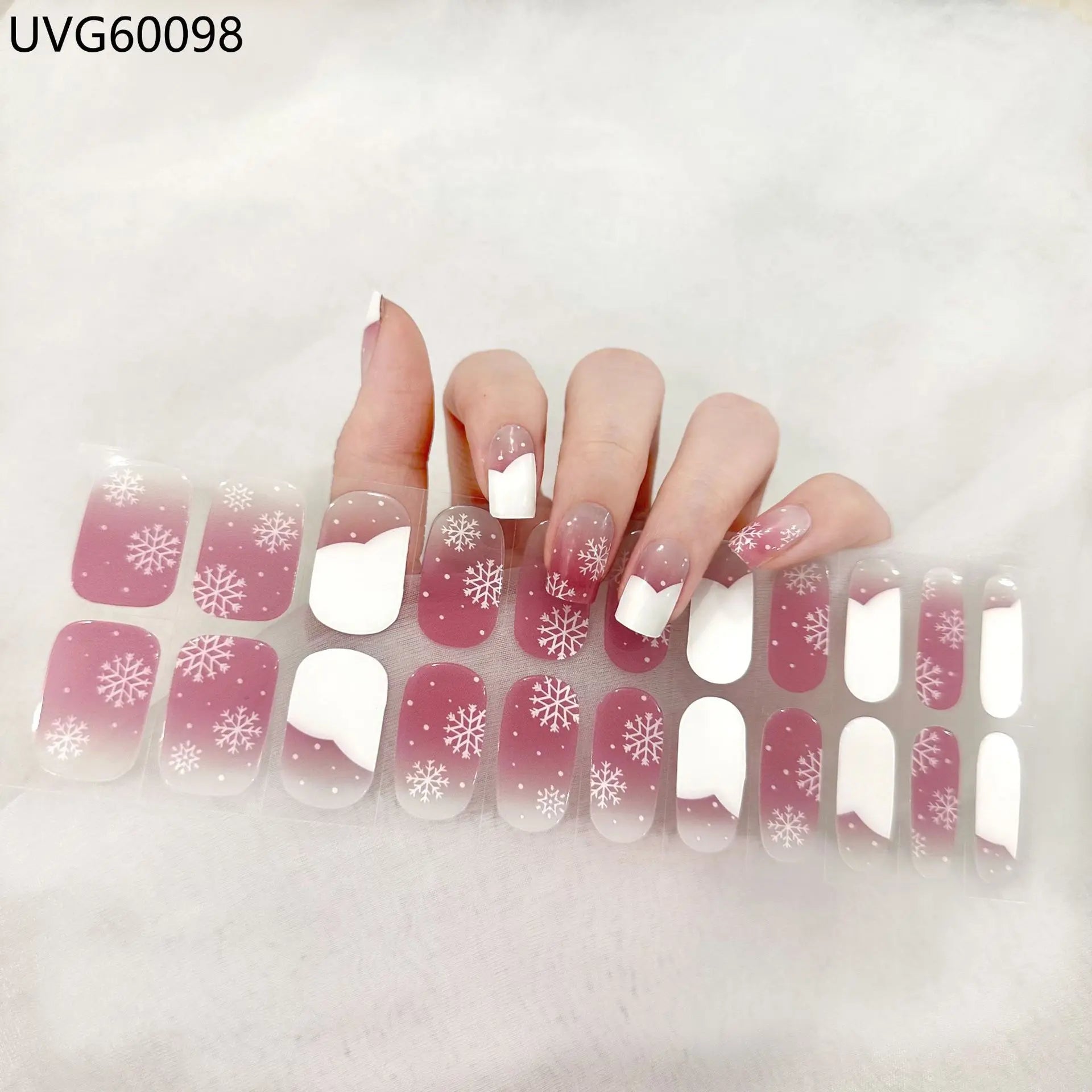 20/22tipsChristmas Semi Cured Nail Sticker UV Led Lamp Semi Cured Gel Design Nail Decals Waterproof Nail Stickers Nail Manicure
