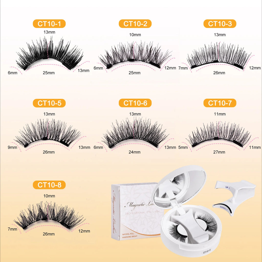 Hot 1 Pair Magnetic Eyelashes Handmade Fluffy Faux Mink Lashes Reusable Natural False Eyelashes and Magnetic Tweezers Set Makeup