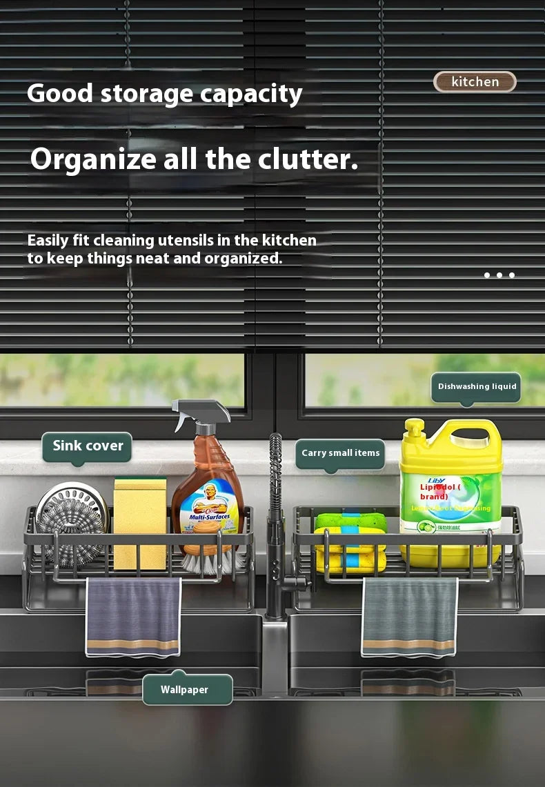 Carbon steel Kitchen Shelf Rag Storage Drainage Shelf Storage Rack Home Spice Sink Drainage dish drying rack Kitchen Accessories