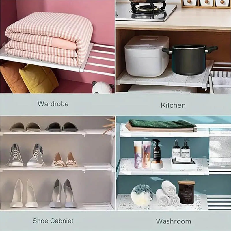 Expandable Divider Punch-free Retractable Layers Board for Wardrobe Storage Kitchen and Bathroom Shelf Dormitory Dividers