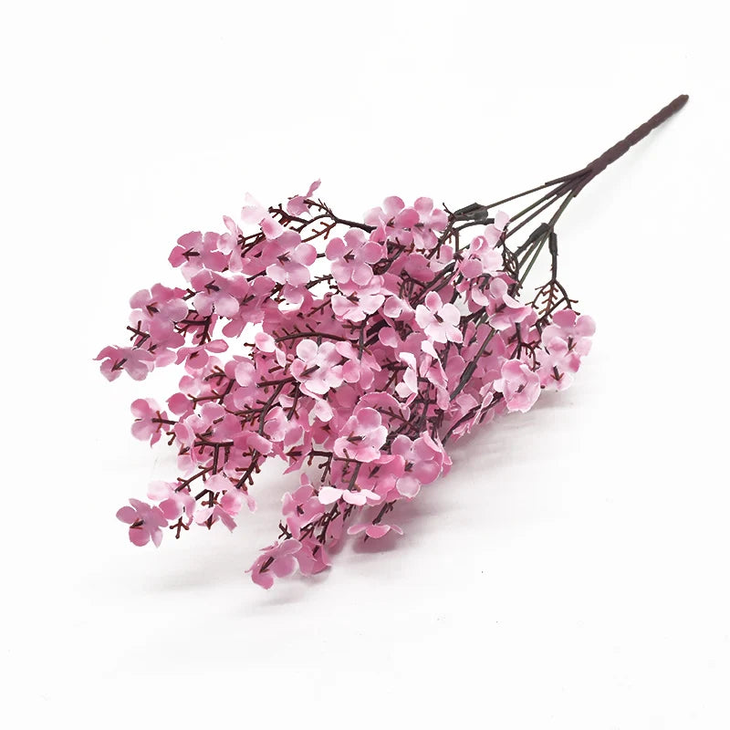 Artificial Flower Silk Gypsophila Peach Home Room Table Outdoor Garden Wedding Bridal Bouquet Festival Party DIY Gift Decoration