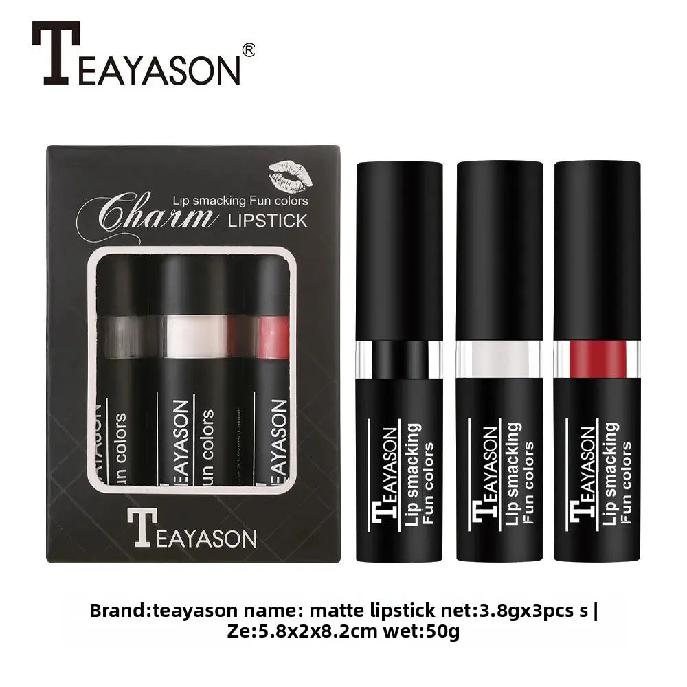 Matte Lipstick Velvet Finish Waterproof Long Lasting Non Transfer Dark Shades Black White Red Holiday Makeup