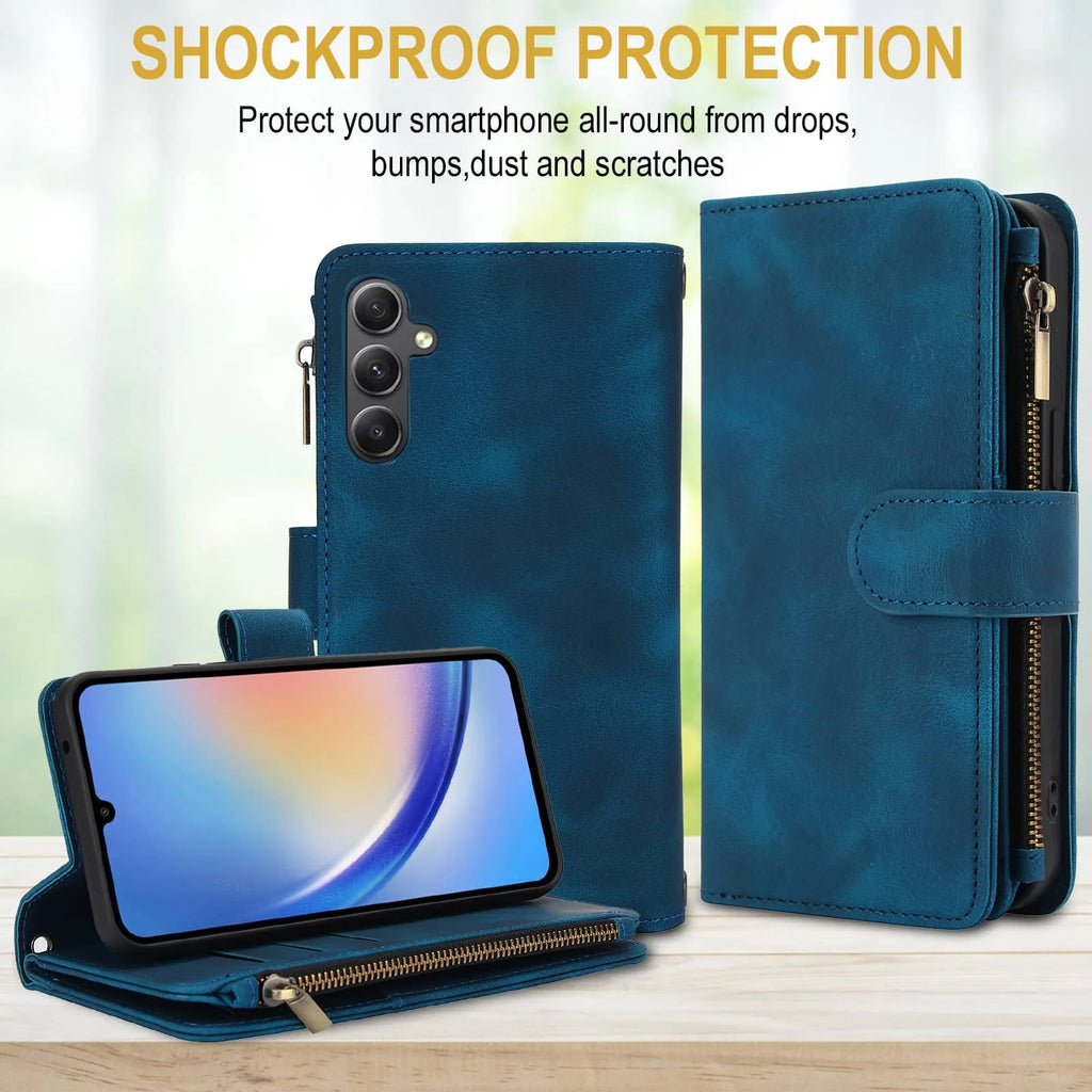 for Samsung Galaxy A35/A34/A25/A24/A73/A72/A55/A54/A53/A52/A15/A14 Case Wallet, Durable Leather Magnetic Buckle Flip Card Holder