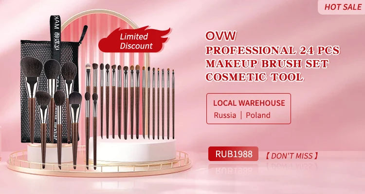 OVW Natural Goat Hair Makeup Brushes Set Professional Kit brocha maquillaje pedzle do makijazu blending smudging brush shader