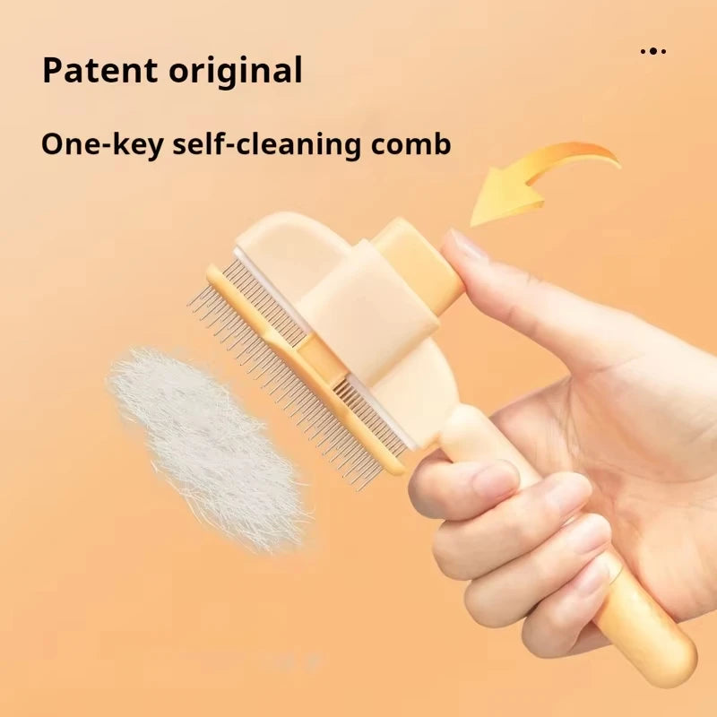 Pet One Button Self Cleaning Pet Grooming Gloves Brush Comb Hair Remover and Massage Tool for Cats and Dogs Easy Grooming