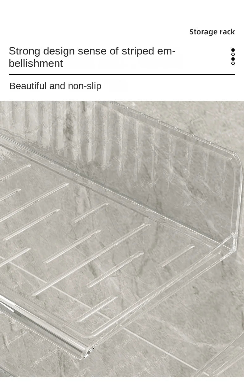 Wall-mounted Storage Rack for Bathroom, Punch-free, Household, Toiletry, Table, Cosmetic, Makeup, Rack, #3478