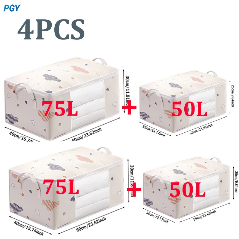 4/2/1PCS Big Capacity Quilt Clothes Duvet Blanket Storage Bag Organizer Sorting Bags Dustproof Closet Under-Bed Moisture Proof